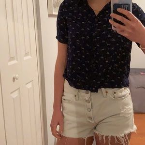 Navy short sleeved button up